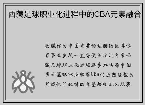 西藏足球职业化进程中的CBA元素融合