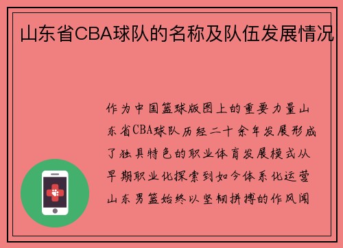 山东省CBA球队的名称及队伍发展情况